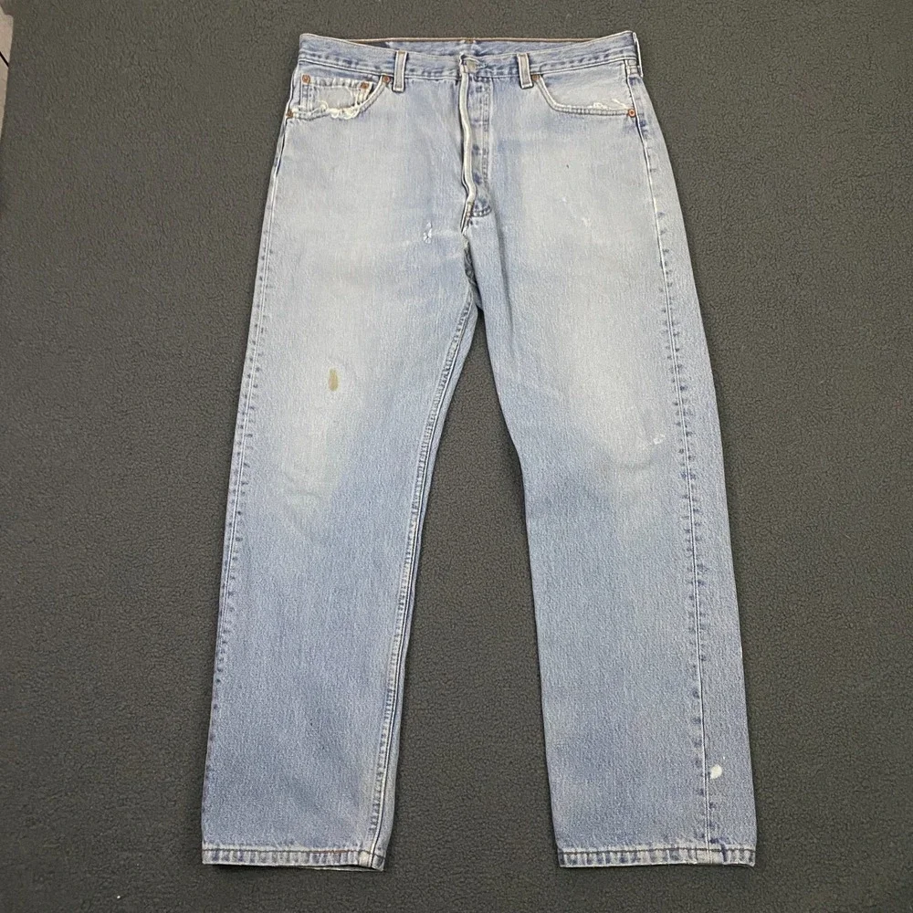 Vintage Levis 501 Jeans Mens FITS Men 33x30 Denim Button Fly Distressed Made USA